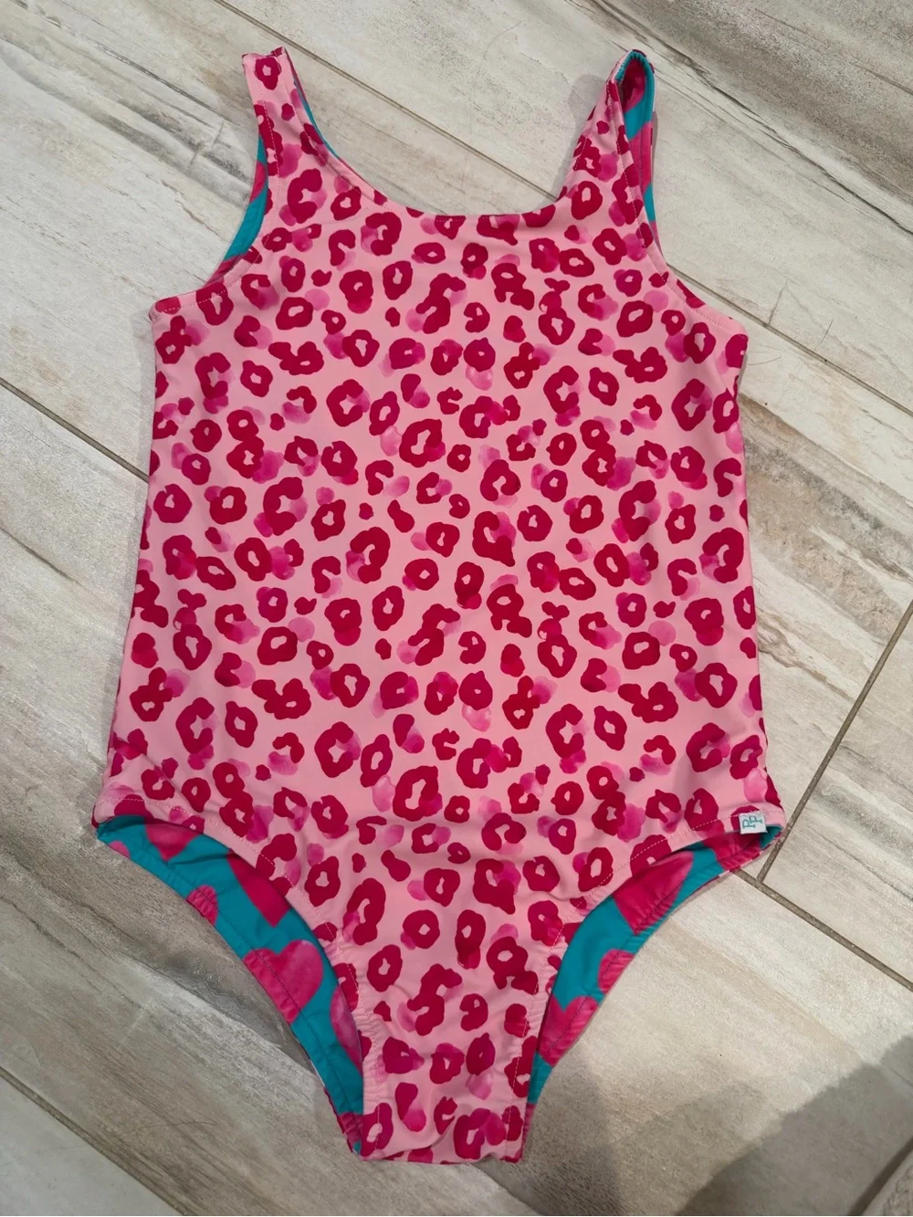 Posh Peanut Teal Swimsuit with Hot Pink Leopard Print